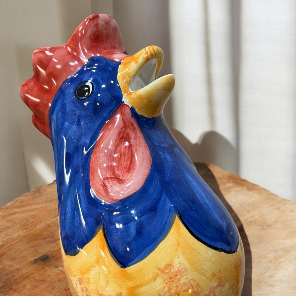 Hand Painted Italian Rooster Pitcher SARA Pottery Farmhouse Country Kitchen - Picture 12 of 14